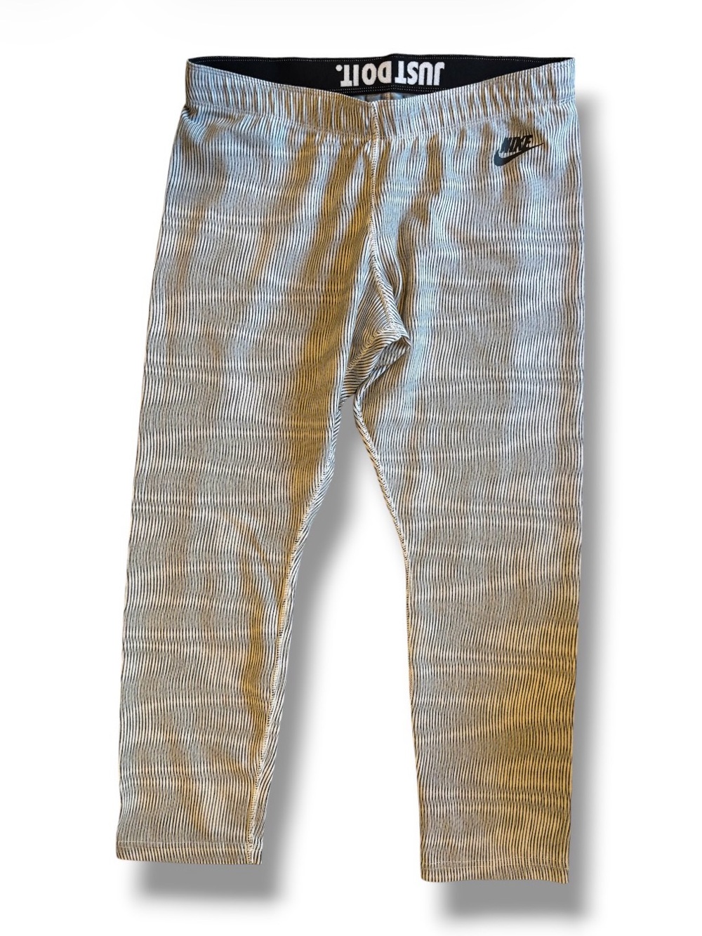 Nike Just Do It Gray Striped Cropped Leggings Size Large